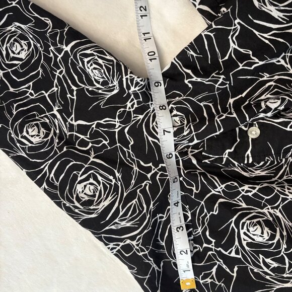 Jones New York Signature Womens Black & White Rose Print Button-Up Shirt XL - Picture 9 of 10